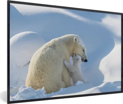 Produktbild von MuchoWow® MuchoWow® Gerahmtes Poster Eisbär - Tiere - Schnee 90x60 cm - Poster mit zchwarzem Bilderrahmen - Fotorahmen - Foto-Plakat