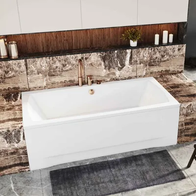 Zdjęcie produktu dla Wanna Akrylowa Zestaw 3w1 Prostokątna 140x70 Biała, Nowoczesny Chrom Premium Syfon i Nogi (stelaż) w komplecie | BADLAND APRI
