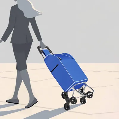 Image de vidaXL Chariot de supermarché bleu 39,5 x 33 x 93 cm Oxford-tissu