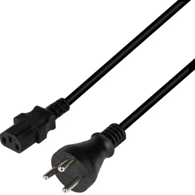 Produktbild von Netzleitung Dänemark DPin 90° - C13 90° -- schwarz, 1,8 m, 3 x 0,75mm²