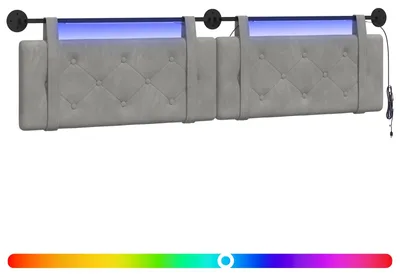 Produktbild von Hängendes Kopfteil Mit LED Licht Hellgrau Samt