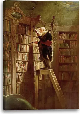 Produktbild von Leinwandbild (40x60cm): Carl Spitzweg - Der Bücherwurm, echter Holz-Keilrahmen inkl. Aufhänger, handgefertigt in Deutschland