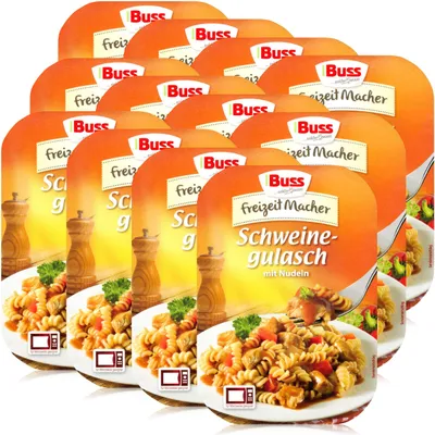 Produktbild von Buss Freizeitmacher Schweinegulasch mit Nudeln 300g - Fertiggericht (12er Pack)