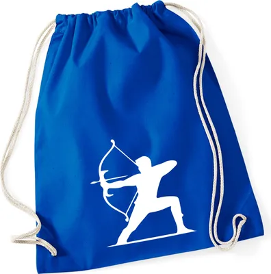 Produktbild von Huuraa Turnbeutel Bogenschießen Silhouette 12 Liter Bright Royal Baumwolle Rucksack Geschenkidee