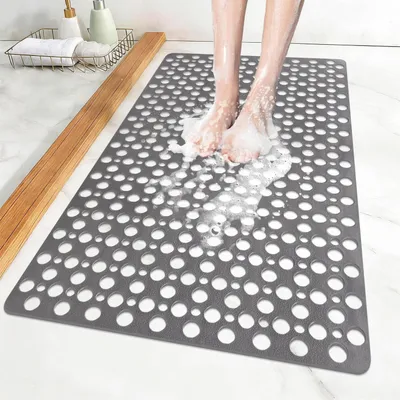 Obrázok produktu pre Protisklzová podložka do sprchy, 60x90 cm, sivá, vyrobená z TPE, s prísavkami, proti plesniam