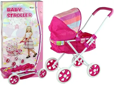 Produktbild von Kinderwagen für Puppen, rosa, mit Verdeck, 66 cm