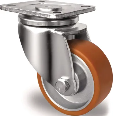 Produktbild von Lenkrolle Rad- 80 mm Tragfhigkeit 180 kg Polyurethan Platte L100xB85 mm Farbe Rolle braun