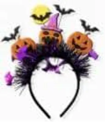 Imagen del producto de Diadema de Halloween con motivos de calabaza y murciélago, talla única, ideal para disfraces