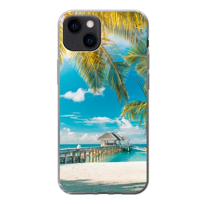 Produktbild von MuchoWow® Handyhülle Schutzhülle Hülle für iPhone 13 mini Tropisch - Strand - Palme Silikon Softcase Handy Hülle - Softcase