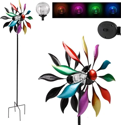 Produktbild von LEX Ø 38 cm Doppel-Windrad Doppelwindrad aus Metall mit LED MC4401