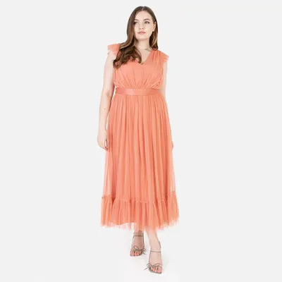 Image de Robe longue pour femmes Anaya, couleur corail rose, taille EU 50 (UK 22)