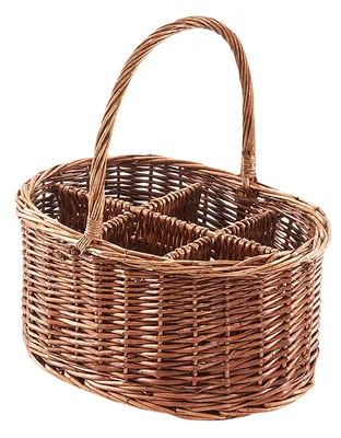 Produktbild von Kobolo košík na láhve proutěný koš na láhve pro 6 lahví - vařená vrba - s rukojetí nosič piva sodovka nosná pomůcka skladování sběratel nakupování