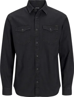 Produktbild von JACK & JONES Einfarbiges Langarmhemd Kentkragen Gerade Passform Größe: XXL