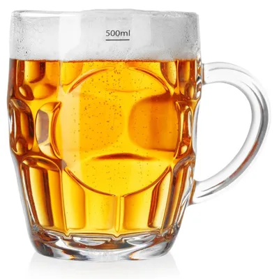 Immagine prodotto di Grande boccale da birra in vetro con manico spesso, 500 ml, 0,5 l
