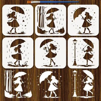 Produktbild von Malvorlagen-Set mit 6 Stück für Dekorationen zum Thema Regenzeit, 15x15 cm