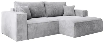 Produktbild von Selsey Farese Mini – Ecksofa mit Cordbezug, Schlaffunktion und Stauraum, Hellgrau, rechts