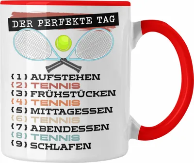 Produktbild von Trendation - Tennis Tasse Geschenk Becher Der Perfekte Tag Tennis-Spieler Geschenkidee Spruch (Rot)