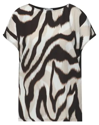 Produktbild von Street One printed mat-mix shirt espresso brown 40