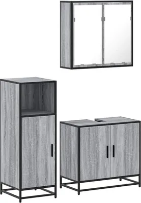 Immagine prodotto di vidaXL Set di mobili da bagno 3 pezzi grigio Sonoma in materiale ligneo