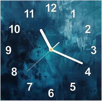 Produktbild von Wanduhr aus Glas mit Motiv Abstrakte Blautöne- 30 x 30 cm - inkl. Aufhängesystem