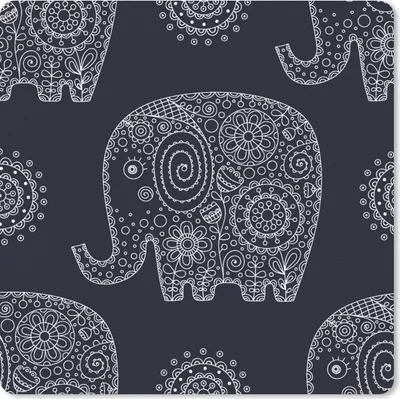 Produktbild von MuchoWow® Mauspad Mousepad Muster - Elefant - Blumen 30x30 cm - Mousepads - Maus Mat - Pad - Mausunterlage - Gaming
