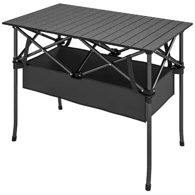 Productafbeelding van Outsunny campingtafel, inklapbaar met opbergvak, draagtas, geschikt voor tuin en balkon