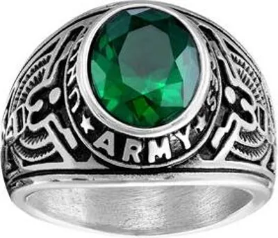 Produktbild von Karisma Männer Edelstahl 316L Ring - USA Militär Stein Grün - Untited States Army- RHC4008 - 65 (20.7)