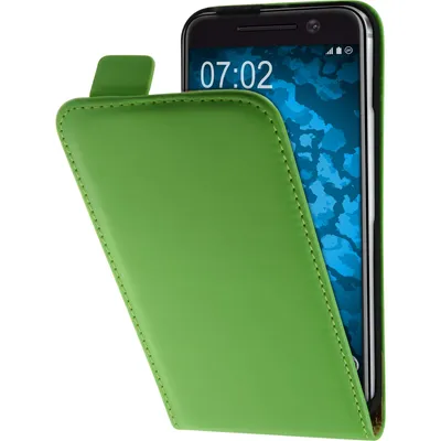 Produktbild von PhoneNatic Kunst-Lederhülle kompatibel mit HTC 10 - Flip-Case grün + 2 Schutzfolien