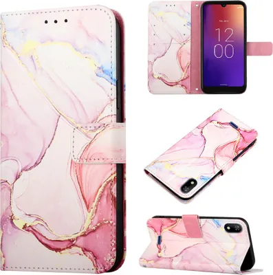 Produktbild von Moxee M2160 Hülle, Marmor Motiv Kunstleder Tasche Wallet Kartenfächer mit Standfunktion Klapp Schutzhülle für Moxee M2160 Beige