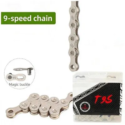Productafbeelding van Mountainbike-ketting - Geschikt voor mountainbikes met 9 versnellingen - Zilverkleurig - 116 schakels - Fietsreparaties - Fietsaccessoires - Ketting voor een versnellingsnaaf