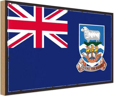 Produktbild von vianmo Holzschild 30x40 cm FalklanSteckanschlussln Retro Flagge Fahne Wappen