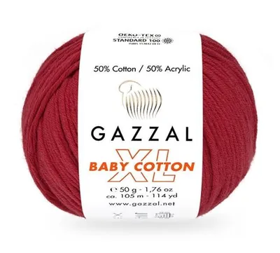 Produktbild von Gazzal Baumwolle XL 3439 Wolle Strickwolle Häkelwolle 50 g 105 m Burgunderrot