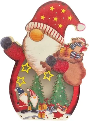 Produktbild von Kaladia Dekoration mit LED Beleuchtung - Weihnachtsmann aus Holz - ca. 21 x 5 x 29 cm - mit festlicher Bauchszene