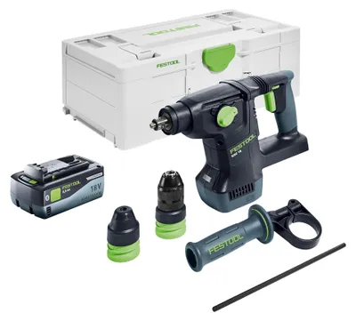 Obrázek produktu pro Festool KHC 18 EB-Basic akumulátorové kombinované kladivo 18 V 2,6 J SDS-Plus Brushless + 1x akumulátor 8,0 Ah + Systainer - bez nabíječky