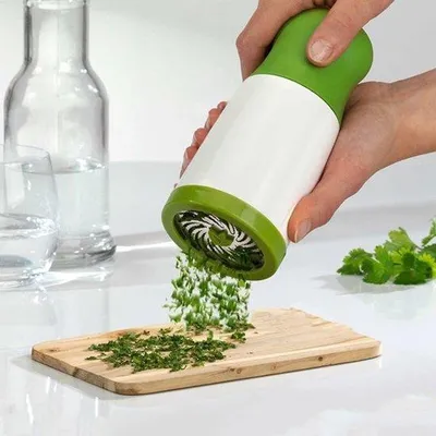 Image de Hachoir multifonction - À manivelle - Acier inoxydable - Vert - Hachoir à herbes et épices - Coupe-persil - Hachoir - Coupe-fruits et légumes - Ustensile de cuisine - Ustensiles de cuisine