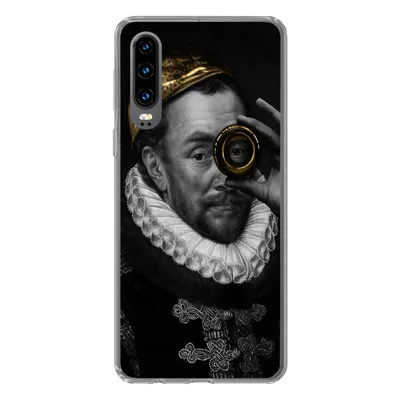 Produktbild von MuchoWow® Handyhülle Schutzhülle Hülle für Huawei P30 Kunst - Gold - Schwarz - Weiß Silikon Softcase Handy Hülle - Kartenbesitzer