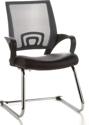 Produktbild von hjh OFFICE Freischwinger mit Armlehnen VISTO NET V Kunstleder/Netzstoff Stuhl für Büro Zuhause, Besucherstuhl Schwingstuhl bis 110 kg belastbar
