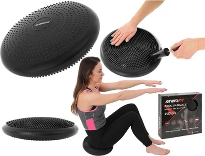 Produktbild von Enero Fit Balancekissen 33 cm Schwarz mit Pumpe – Sensomotorisches Sitzkissen/Balance Pad 200 kg