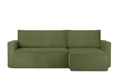 Obrázek produktu pro Rohová pohovka Konsimo s funkcí spaní, levá/pravá, s područkami "NAPI", zelená, manšestrová tkanina, loft, 246x89x148 cm