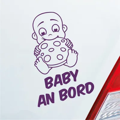 Produktbild von Auto Aufkleber Baby an Bord on Tour Witzig 17x25 cm Lila Sticker Heckscheibenaufkleber