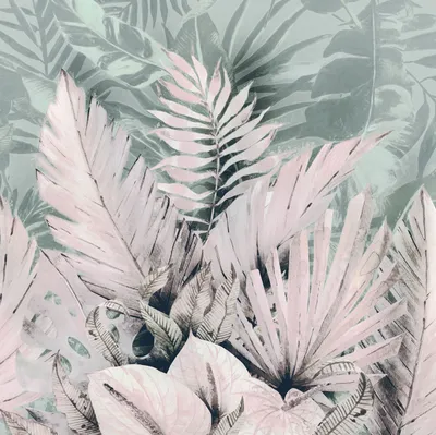 Zdjęcie produktu dla Komar fototapeta Palmiers Tropicaux różowymIzielonym - 611193 - 250 x 250 cm