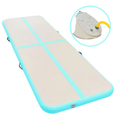 Zdjęcie produktu dla Nadmuchiwana mata gimnastyczna z pompką 400x100x10 cm PVC Zielona