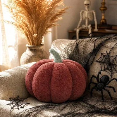Produktbild von Halloween-Kissen in Kürbisform, 28 cm, braun, aus Plüsch, dekorativ für das Schlafzimmer - Vemera