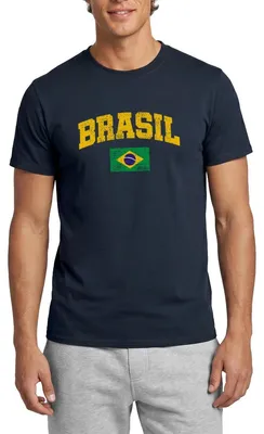 Produktbild von Spreadshirt Brasil Schriftzug Brasilien Flagge Retro Männer T-Shirt, S, Navy