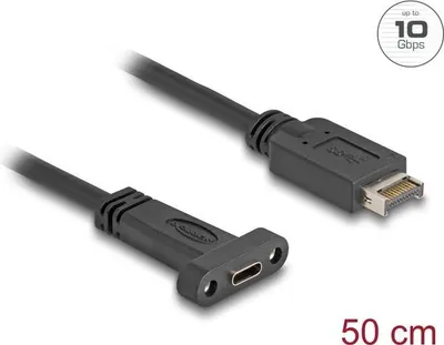 Obrázok produktu pre DeLOCK 85526, 0,5 m, USB E, USB C, USB 3.2 Gen 2 (3.1 Gen 2), 10 Gbit/s, Čierna