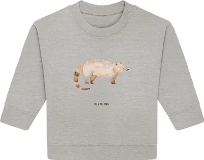 Produktbild von Mr. & Mrs. Panda Organic Baby Pullover Nasenbär 12. - 18. Monat - Heather Grey - Geschenk, Bär, Bullover, Lustige Sprüche, Nasenbären, Rüsselbär