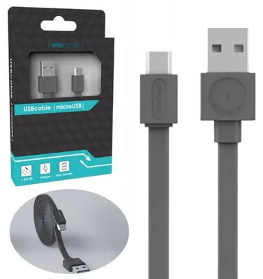 Zdjęcie produktu dla Kabel microUSB z Przesyłaniem Danych Allocacoc 1,5m Szary