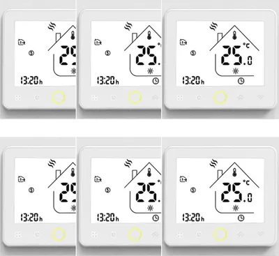 Zdjęcie produktu dla 6X Inteligentny termostat pokojowy do ogrzewania wodnego 5A Termostat ogrzewania podłogowego Regulator temperatury Ogrzewanie ścienne Bez Wi-Fi Termostat ścienny Termometr wewnętrzny, biały
