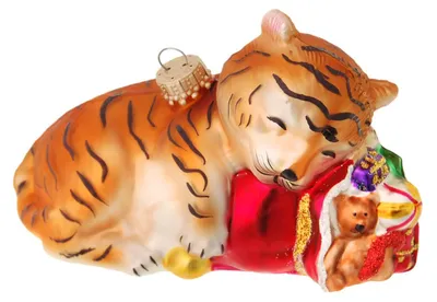 Produktbild von Krebs Glas Lauscha Weihnachtsbaumschmuck - Babytiger - aus Glas - ca. 10 cm - niedlicher Anhänger