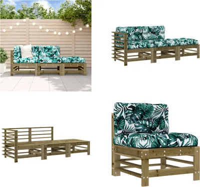 Produktbild von vidaXL 3 tlg. Garten Lounge Set mit Kissen Kiefernholz Imprägniert - Garten Lounge Set - Garten Lounge Sets - Lounge Set - Outdoor Lounge Set